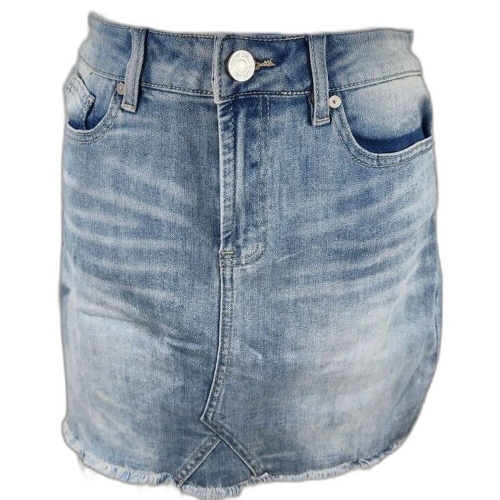 Indigo Rein raw hem mini skirt